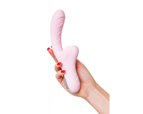 Заказать Розовый вибратор-кролик с ласкающим язычком Orali - 22 см.