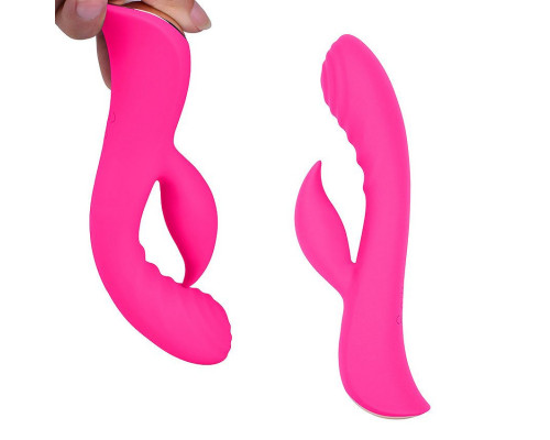 Заказать Ярко-розовый вибромассажер-кролик 5  Silicone Ripple Passion - 19,1 см.