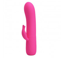 Розовый вибромассажёр Tim с клиторальным отростком - 15 см.