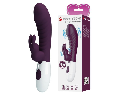 Фиолетовый вибратор-кролик Naughty Bunny - 19,8 см.