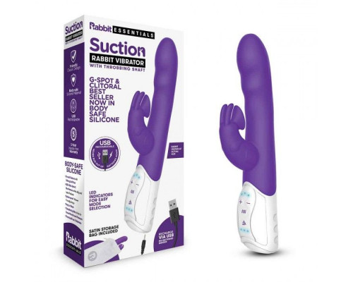 Заказать Фиолетовый вибромассажер с клиторальной стимуляцией Clitoral Suction Rabbit - 24,5 см.
