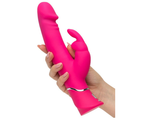 Заказать Розовый вибратор-кролик Realistic Dual Density Rechargeable Rabbit Vibrator - 25,5 см.