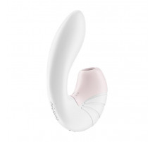 Белый вибратор с вакуумным стимулятором Supernova - 16,9 см.