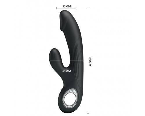 Заказать Чёрный вибратор с клиторальным отростком Selene - 19 см.