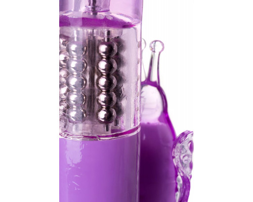 Заказать Фиолетовый вибратор High-Tech fantasy с бабочкой для клитора - 22,4 см.