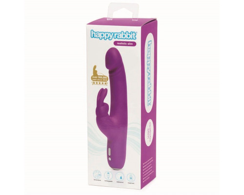 Заказать Фиолетовый перезаряжаемый вибратор Rabbit Slimline Curve Rechargeable - 24 см.