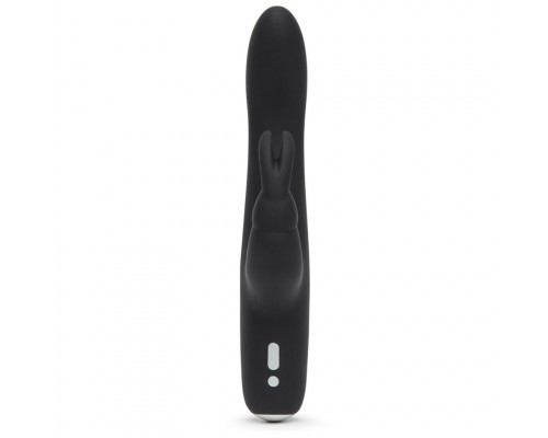 Заказать Черный вибратор с клиторальным отростком Greedy Girl Slimline Rabbit Vibrator - 22,8 см.