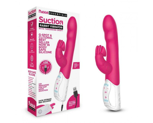 Заказать Розовый вибромассажер с клиторальной стимуляцией Clitoral Suction Rabbit - 24,5 см.
