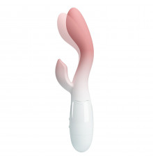 Розово-белый вибромассажёр-кролик Brighty - 20 см.