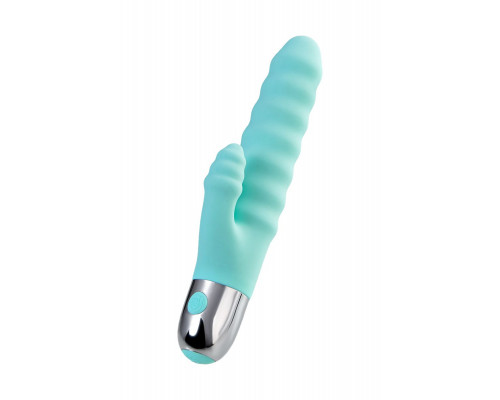 Заказать Мятный рельефный вибратор с клиторальной стимуляцией Flax - 17,5 см.