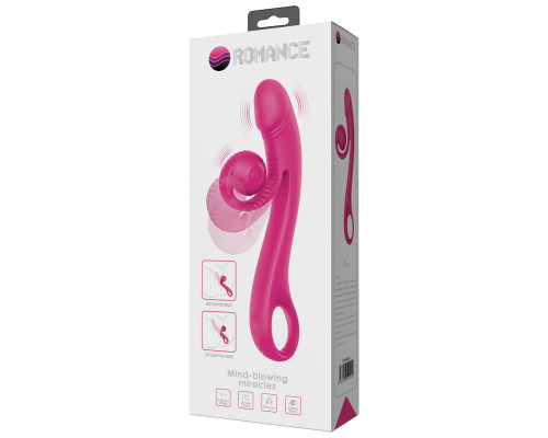 Розовый вибратор Beau с подвижным отростком-улиткой - 23 см.