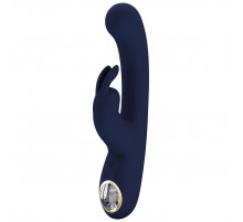 Темно-синий вибратор-кролик с дисплеем Lamar - 22 см.