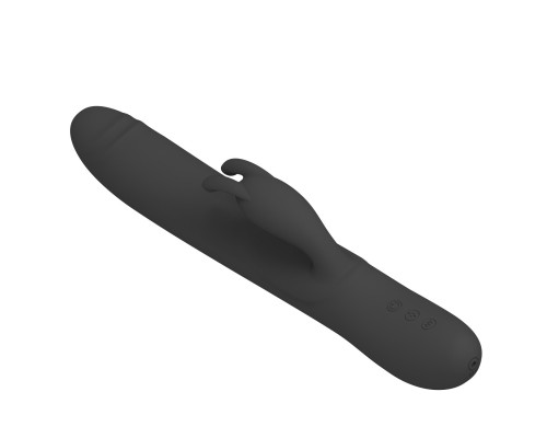 Черный вибратор-кролик Byron с движущимися шариками - 25 см.