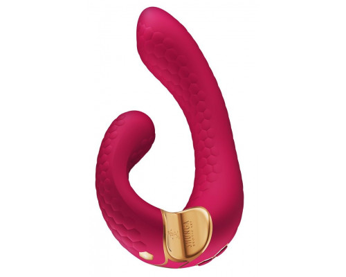 Заказать Малиновый гибкий вибростимулятор MIYO с двумя моторами - 18,5 см.