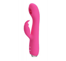 Розовый вибромассажер-кролик Rachel с имитацией оральных ласк - 19,9 см.