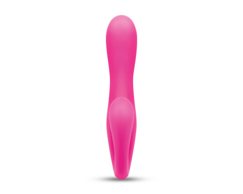 Розовый вибромассажер с клиторальным отростком Harmony Vibe - 16,8 см.