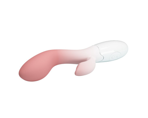 Розово-белый вибромассажёр-кролик Brighty - 20 см.