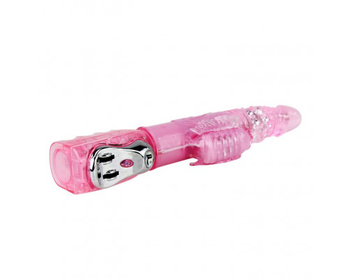 Заказать Розовый вибромассажер Mariposa Tulip с поступательными движениями и ротацией бусин - 29,5 см.