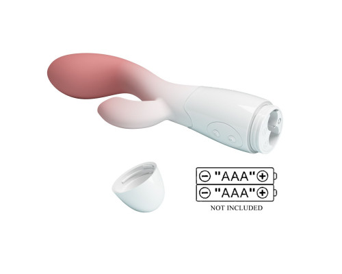 Розово-белый вибромассажёр-кролик Brighty - 20 см.