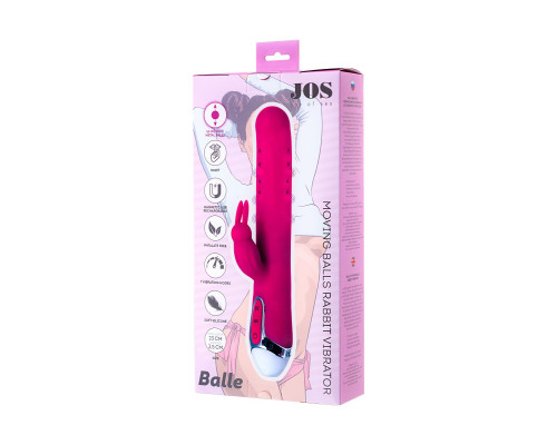 Розовый вибратор с клиторальным стимулятором Balle - 23 см.