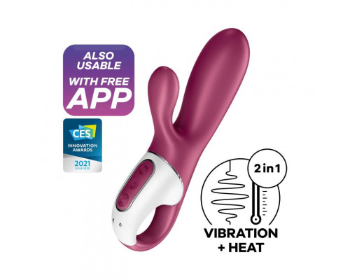 Заказать Малиновый вибратор-кролик Hot Bunny с функцией нагрева - 17,5 см.