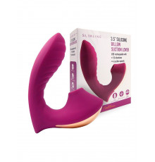 Сливовый вибромассажер с вакуумной стимуляцией клитора