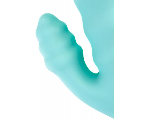 Заказать Мятный рельефный вибратор с клиторальной стимуляцией Flax - 17,5 см.