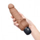 Заказать Кофейный вибратор-реалистик с клиторальными лепестками 7  Realistic Vibrator - 21,5 см.