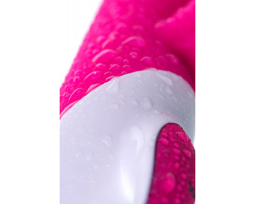 Заказать Розовый вибратор с клиторальным стимулятором ELLY с подогревом - 21,5 см.