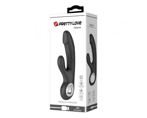 Заказать Чёрный вибратор с клиторальным отростком Selene - 19 см.
