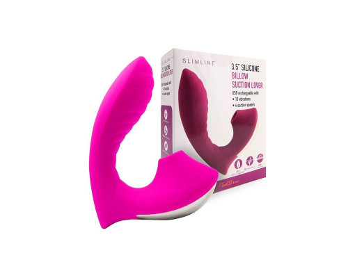 Ярко-розовый вибромассажер с вакуумной стимуляцией клитора