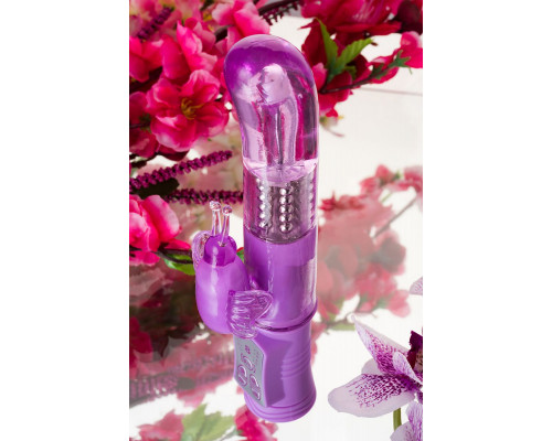 Заказать Фиолетовый вибратор High-Tech fantasy с бабочкой для клитора - 22,4 см.