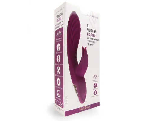 Заказать Сливовый вибратор-кролик 5’’ Silicone Kissing - 20,2 см.