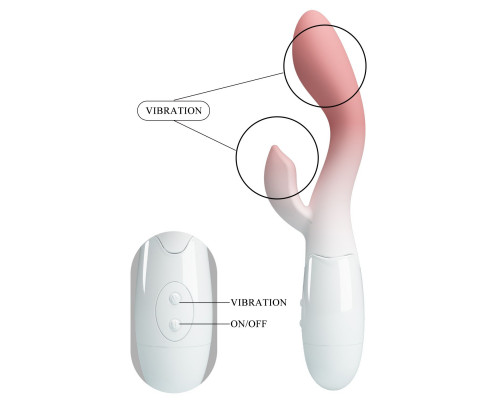 Розово-белый вибромассажёр-кролик Brighty - 20 см.