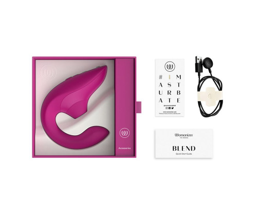 Малиновый вибромассажер для двойной стимуляции Womanizer Blend
