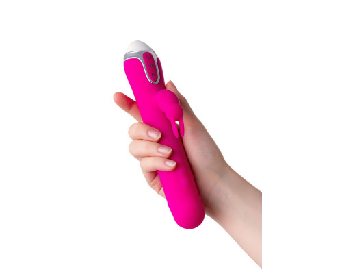 Розовый вибратор с клиторальным стимулятором Balle - 23 см.