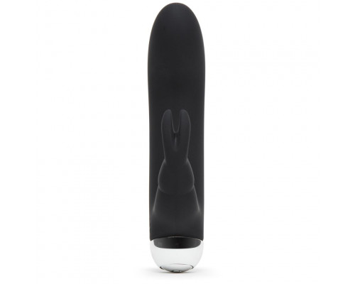 Заказать Черный вибратор с клиторальным отростком Greedy Girl Mini Rabbit Vibrator - 14 см.