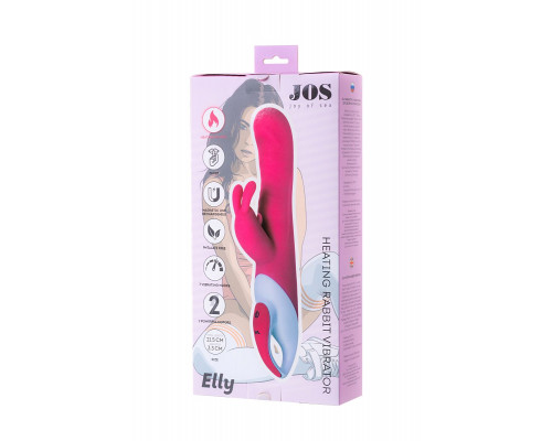 Заказать Розовый вибратор с клиторальным стимулятором ELLY с подогревом - 21,5 см.