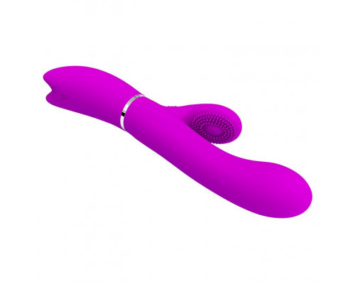 Заказать Лиловый вибратор-кролик с подвижной клиторальной щеточкой Clitoris Vibrator - 20,8 см.
