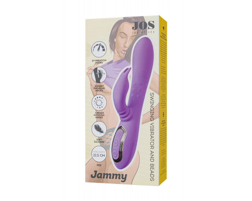 Фиолетовый вибратор-кролик с вращающимся клиторальным стимулятором Jammy - 22,5 см.