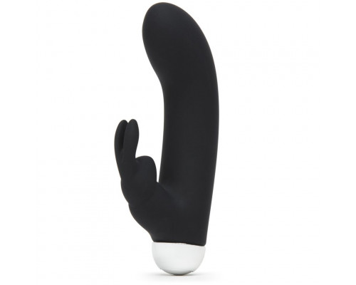 Заказать Черный вибратор с клиторальным отростком Greedy Girl Mini Rabbit Vibrator - 14 см.