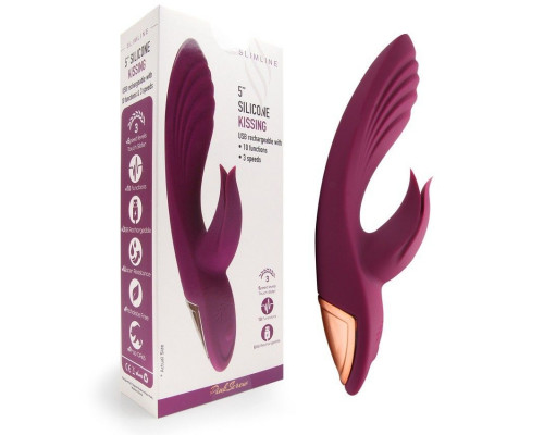 Заказать Сливовый вибратор-кролик 5’’ Silicone Kissing - 20,2 см.