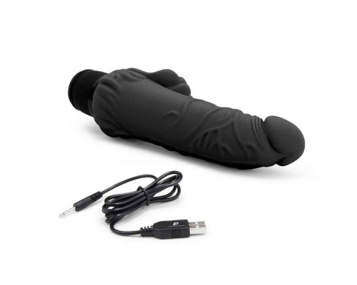Заказать Черный вибратор-реалистик с клиторальными лепестками 7  Realistic Vibrator - 21,5 см.