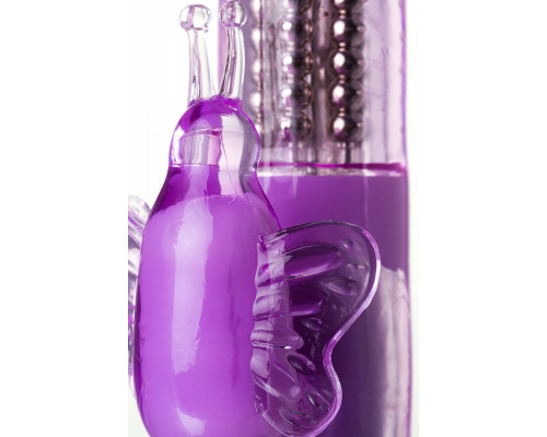 Заказать Фиолетовый вибратор High-Tech fantasy с бабочкой для клитора - 22,4 см.