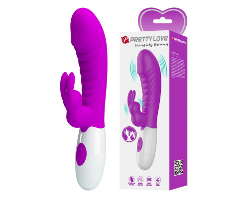 Лиловый вибратор-кролик Naughty Bunny - 19,8 см.