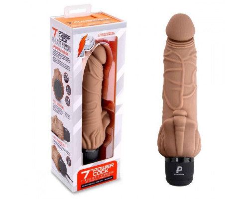 Заказать Кофейный вибратор-реалистик с клиторальными лепестками 7  Realistic Vibrator - 21,5 см.