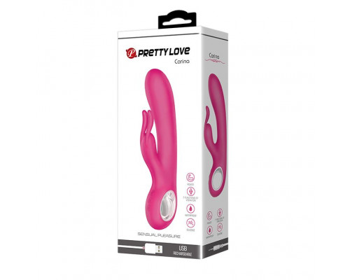Заказать Розовый вибромассажер с клиторальным отростком Carina - 19 см.