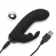 Заказать Черный вибратор с клиторальным отростком Greedy Girl Mini Rabbit Vibrator - 14 см.