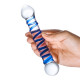 Заказать Прозрачный фаллос с голубой спиралью Spiral Dildo - 17 см.