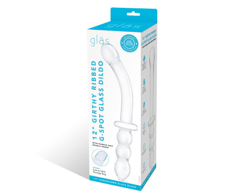 Заказать Прозрачный ребристый двусторонний стимулятор Ribbed G-Spot - 20 см.
